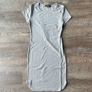 Vibe Light Gray Ribbed Mini Dress